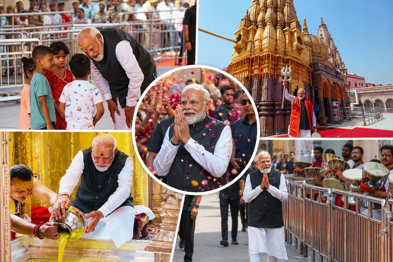 Narendra Modi Draws Massive Crowds in Varanasi Roadshow, Offers Prayers at Kashi Vishwanath Dham