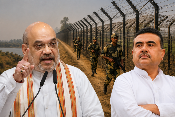 Amit Shah Praises Suvendu Adhikari Over Bangladesh Border Fencing Push in West Bengal