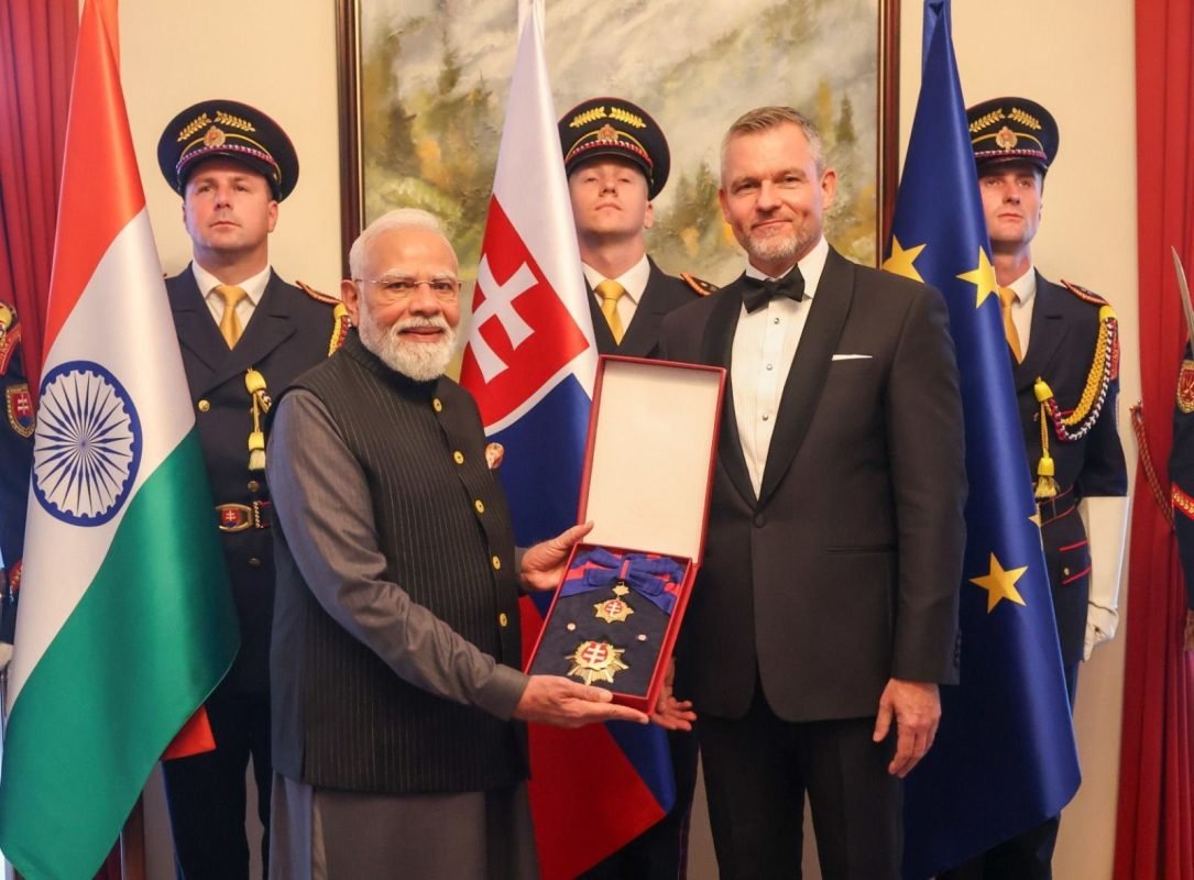PM Narendra Modi Conferred Slovakia’s Highest Civilian Honour, The Order of the White Double Cross