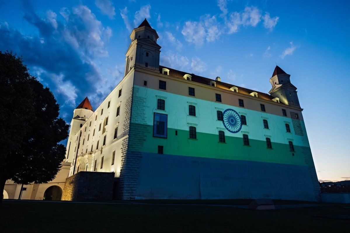 Bratislava Castle Lights Up in Indian Tricolour as PM Modi Makes Historic First Visit to Slovakia