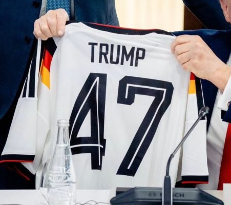 German Chancellor Friedrich Merz Gifts Donald Trump Custom ‘TRUMP 47’ Germany Jersey Ahead of G7 Talks