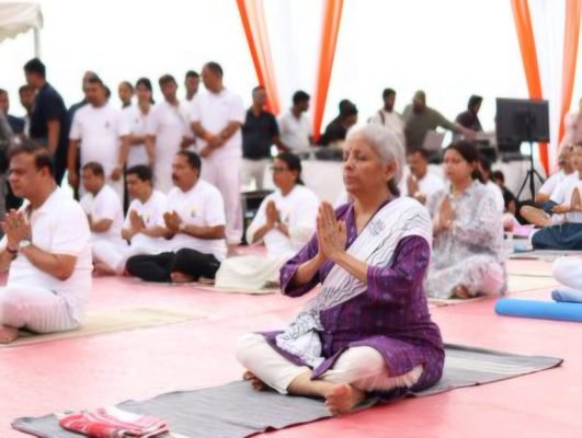 Nirmala Sitharaman and Himanta Biswa Sarma Participate in Yoga Day Celebrations in Guwahati
