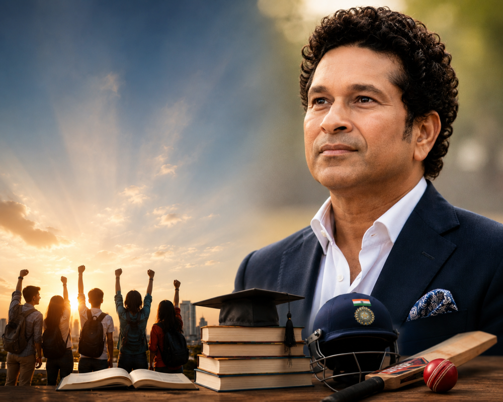 Sachin Tendulkar shares a message urging honesty, hard work, and merit while encouraging students and society.