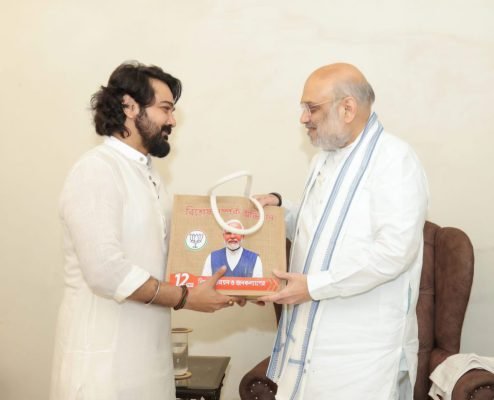 Amit Shah, CM Suvendu Adhikari Visit Prasenjit Chatterjee's Residence