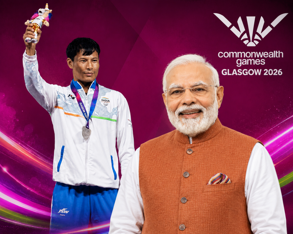 Prime Minister Narendra Modi congratulates Indian weightlifter Rishikanta Singh Chanambam for winning the silver medal at the Commonwealth Games 2026.