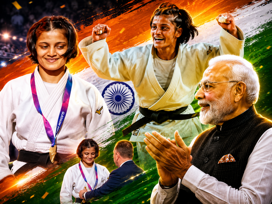 Prime Minister Narendra Modi congratulates Asmita Dey on winning India's first-ever Commonwealth Games judo gold medal.