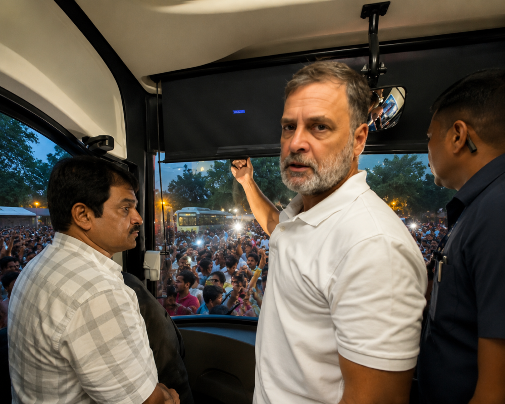 Rahul Gandhi Gandhi Smriti Visit: INDIA Bloc Leaders Pay Tribute to Students Amid Delhi Police Barricades