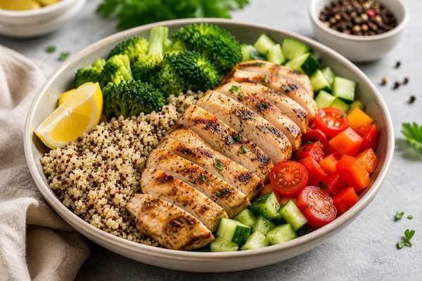 Healthy Grilled Chicken Quinoa Bowl With 47g Protein for Weight Loss and Muscle Recovery