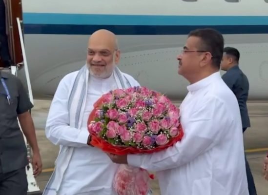 CM Suvendu Adhikari, BJP Leaders Welcome Amit Shah to Kolkata