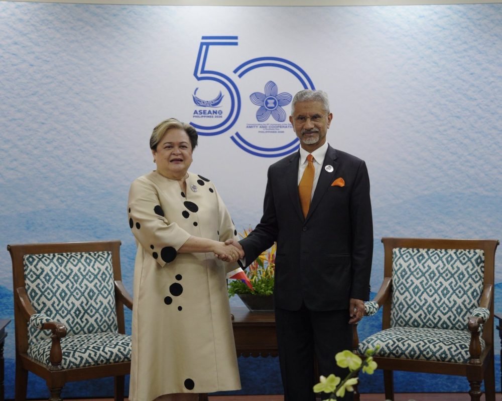 External Affairs Minister Dr. S. Jaishankar meets Philippine Foreign Secretary Enrique Manalo during bilateral talks in Manila on strengthening the India–Philippines Strategic Partnership.