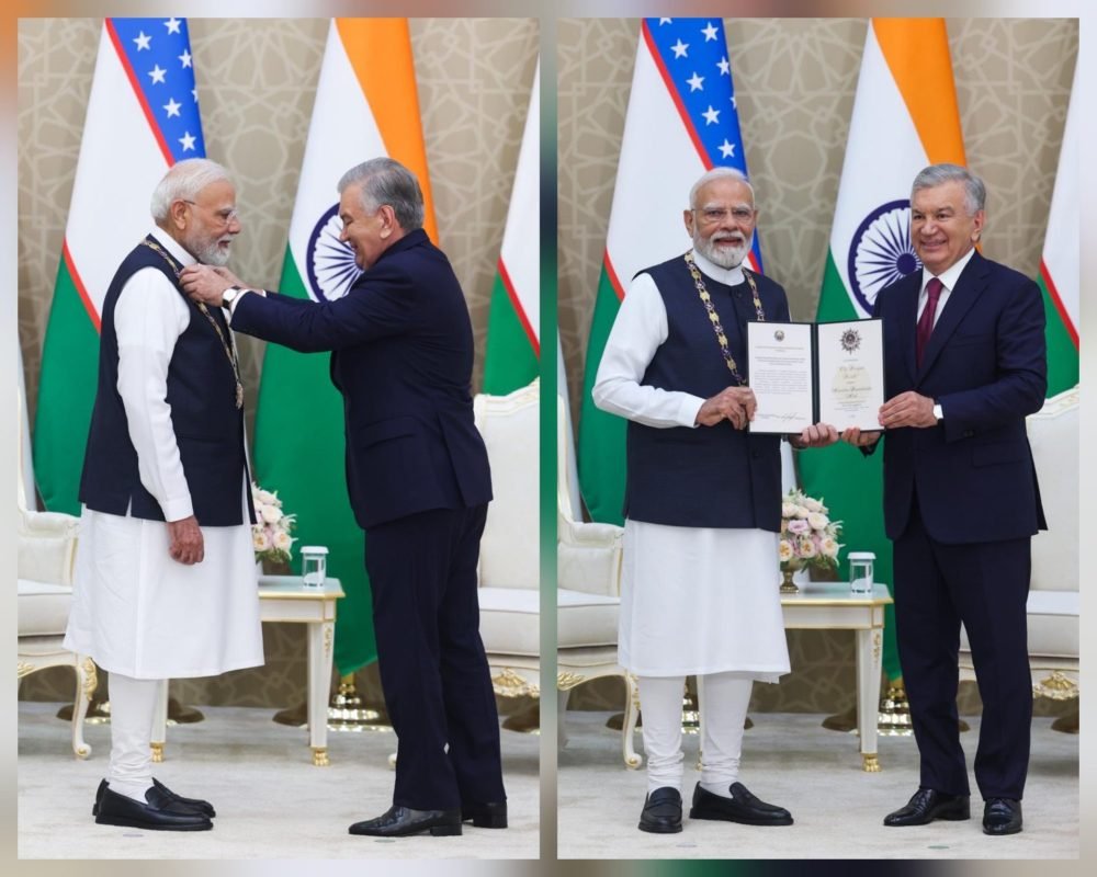PM Narendra Modi receives Uzbekistan’s highest honour from President Shavkat Mirziyoyev