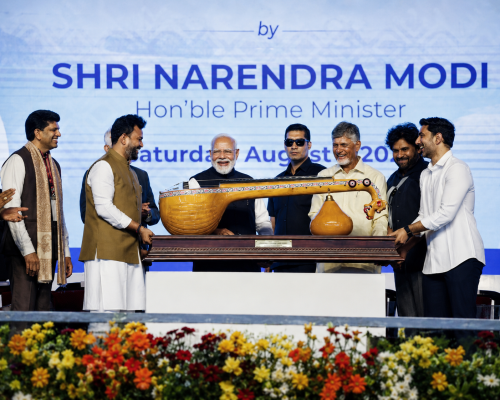 Bobbili Ekanda Veena Presented to PM Modi in Bhogapuram