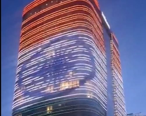 PM Modi Uzbekistan Visit: Hilton Tashkent Illuminated in Indian Tricolour
