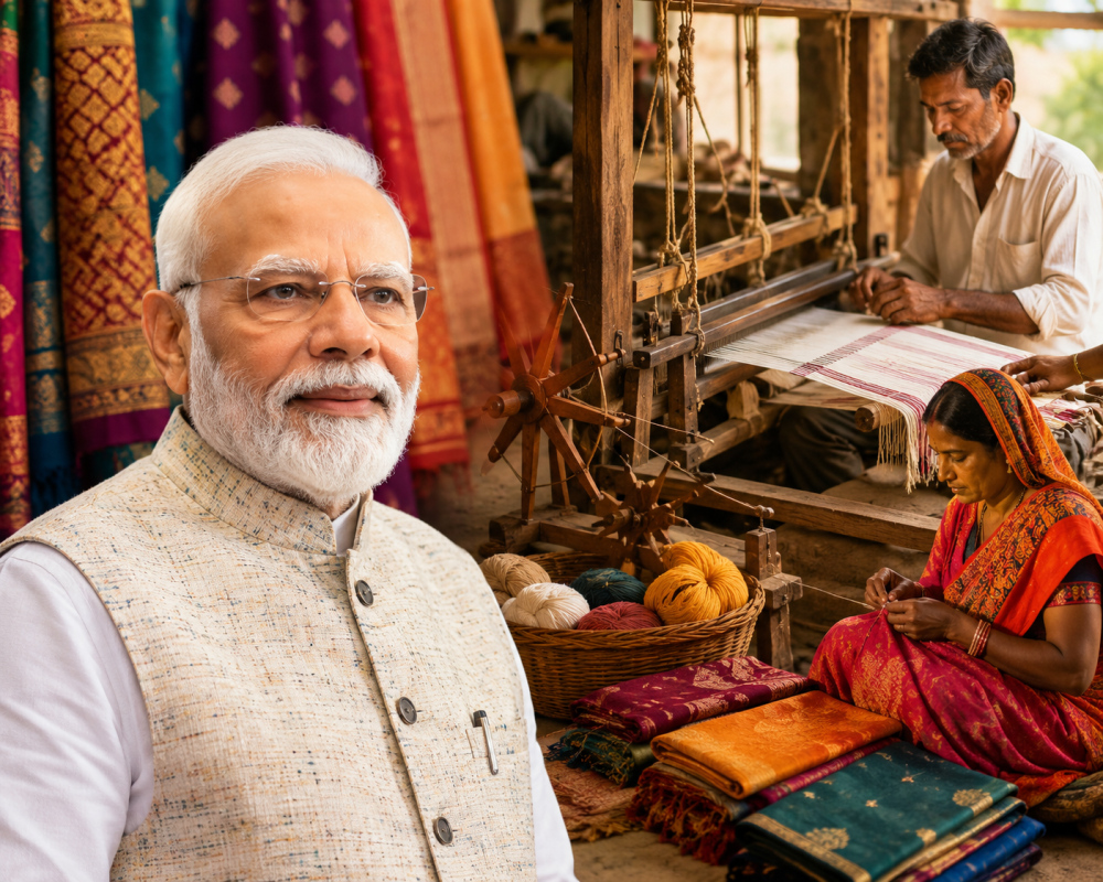 Prime Minister Narendra Modi highlights India's handloom heritage and extends support to weavers on National Handloom Day 2026.