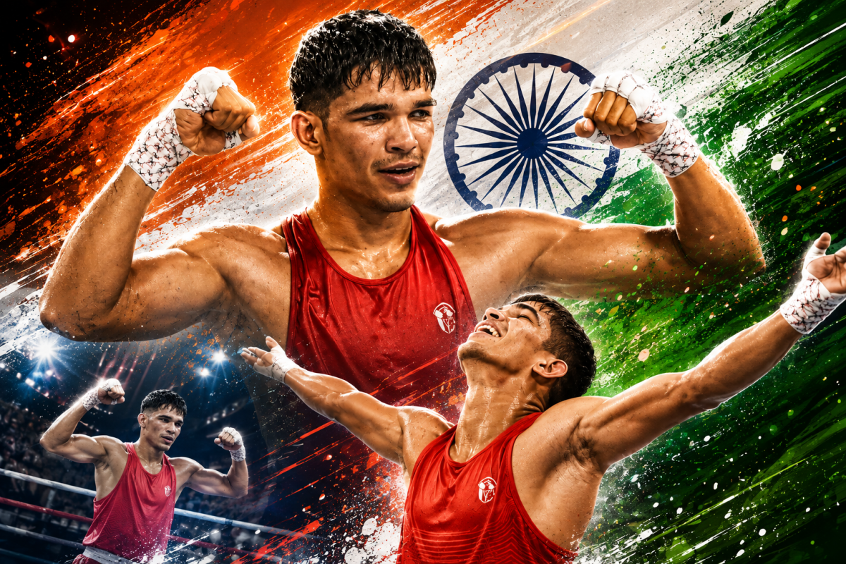 India's Ankush Panghal celebrates after defeating England's Dimeji Shittu to win the Men's 80kg Light-Heavyweight Gold Medal at the Commonwealth Games 2026 in Glasgow.