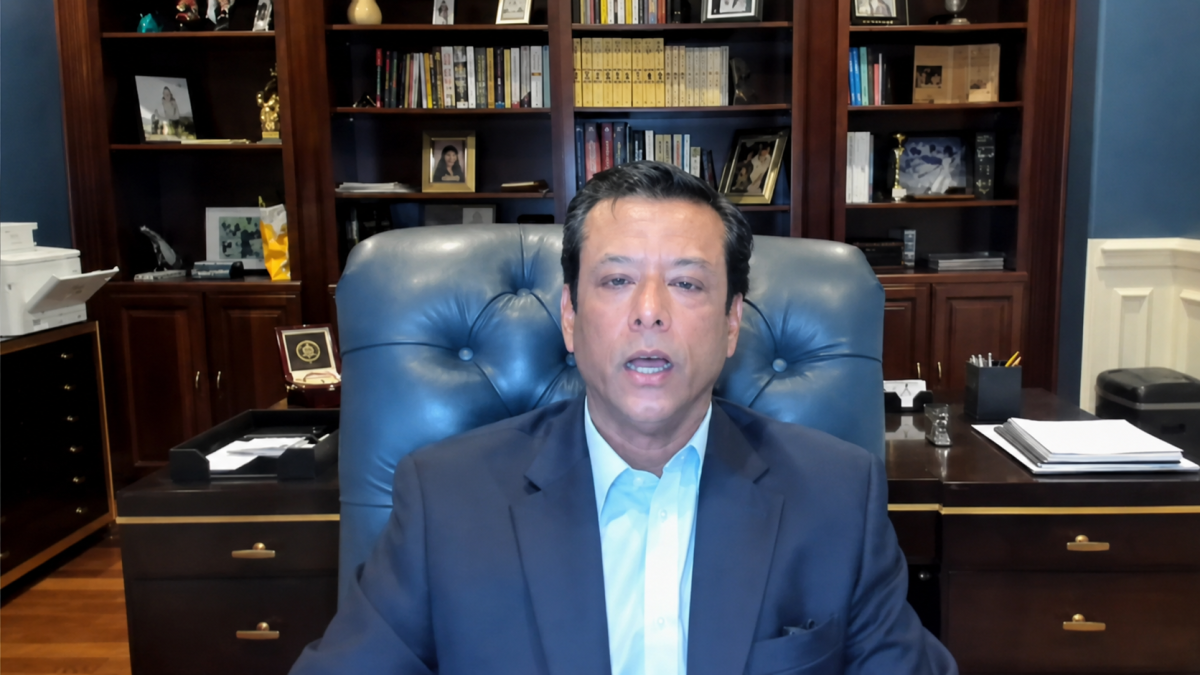 Sajeeb Wazed speaks during a virtual media interaction in New Delhi, raising concerns about Bangladesh's security situation.