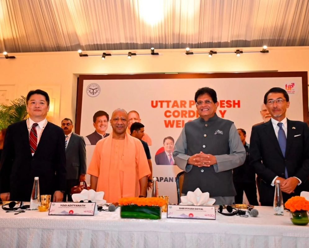 Piyush Goyal addresses a dinner reception for a Japanese delegation led by Yamanashi Governor Kotaro Nagasaki in Uttar Pradesh.