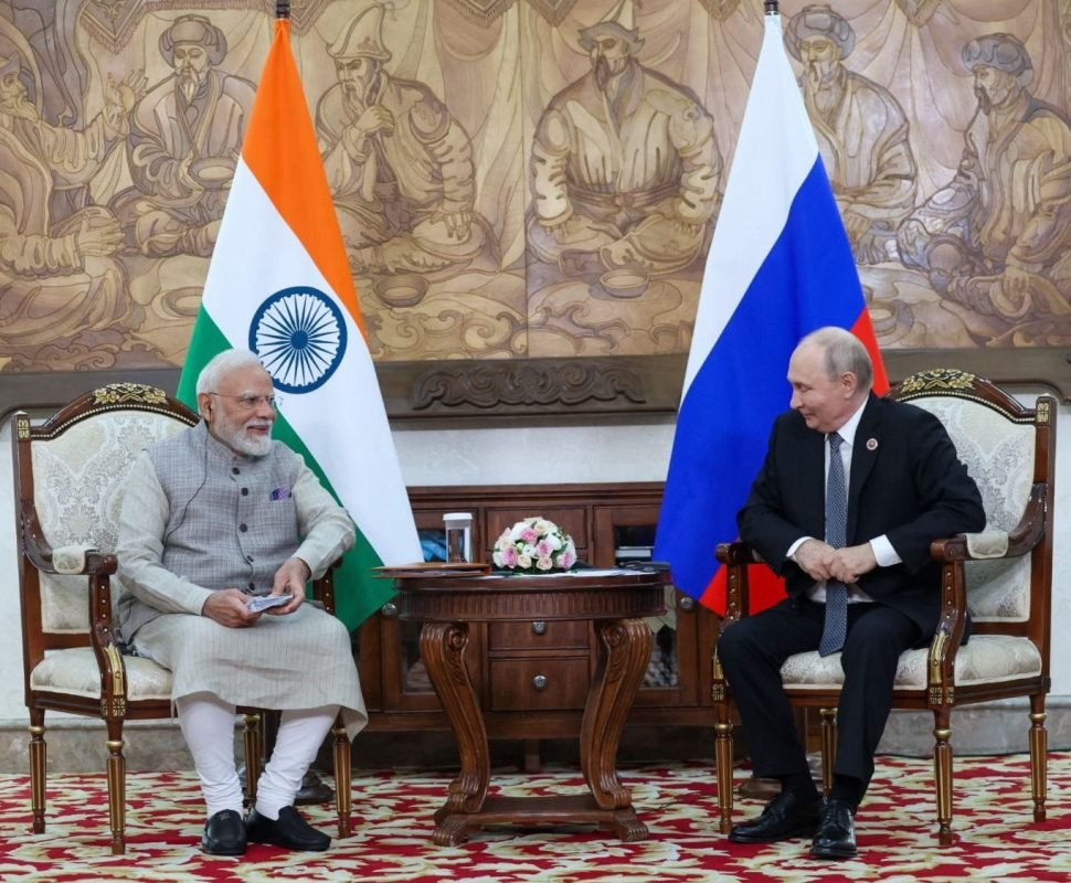 Prime Minister Narendra Modi and Russian President Vladimir Putin during their bilateral meeting