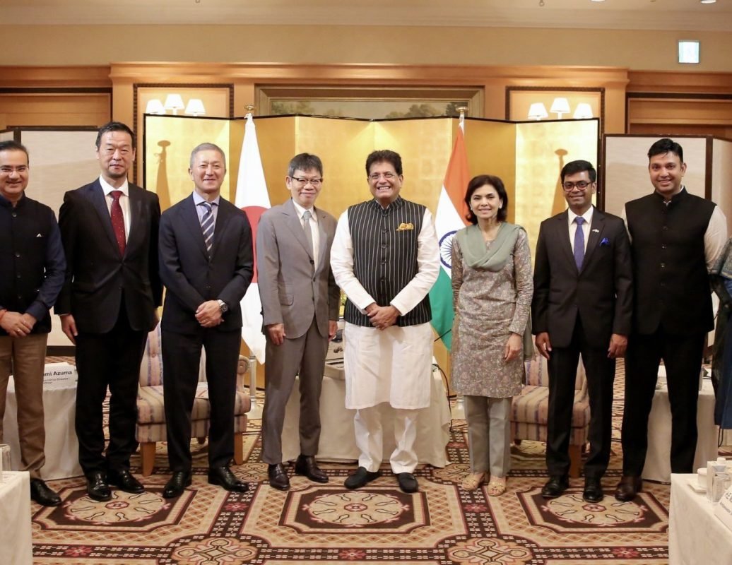 Piyush Goyal meeting ROHM President and CEO Katsumi Azuma in Osaka to discuss India-Japan semiconductor cooperation