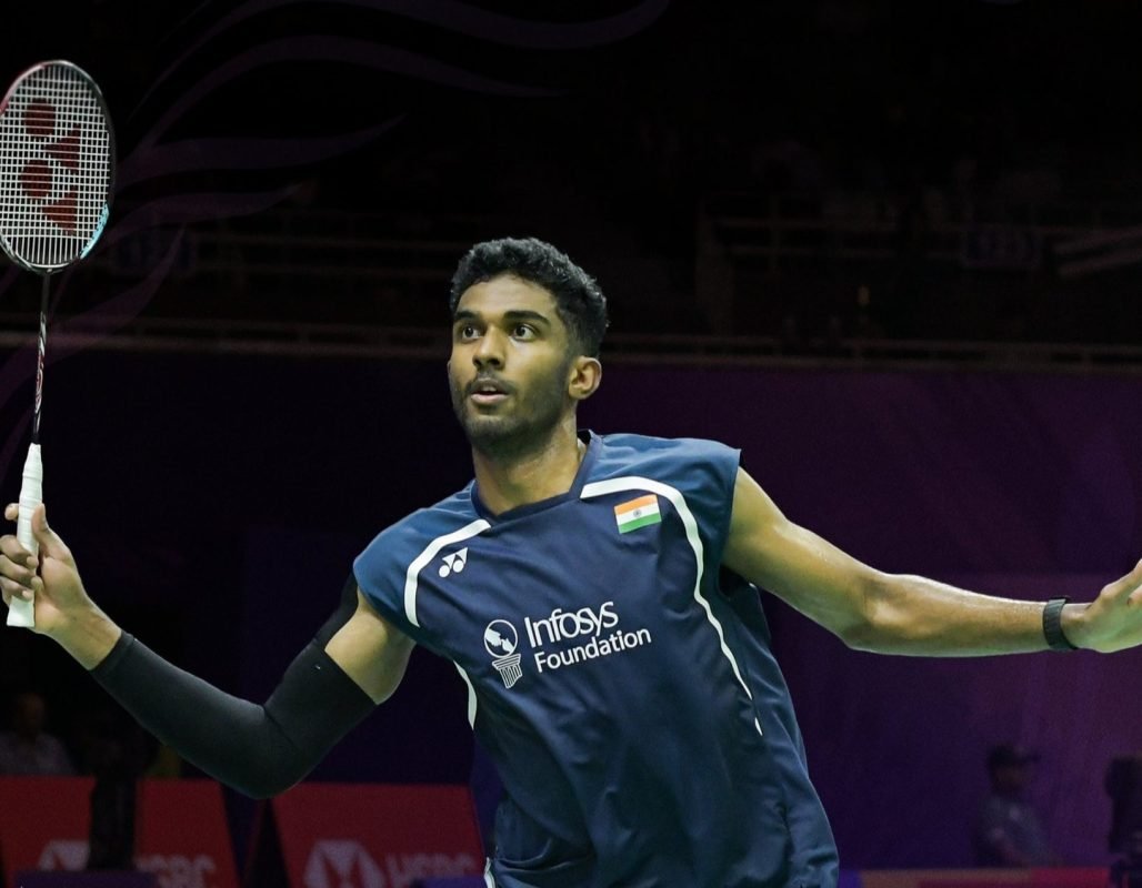 Ayush Shetty during his men’s singles match at the 2026 BWF World Championships.