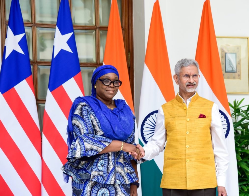 External Affairs Minister S Jaishankar meets Liberia Foreign Minister Sara Beysolow Nyanti in New Delhi.