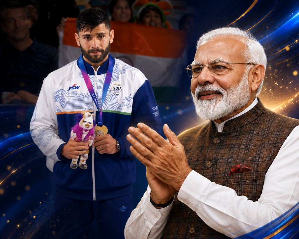 PM Modi Congratulates Sachin Siwach on Commonwealth Games Gold