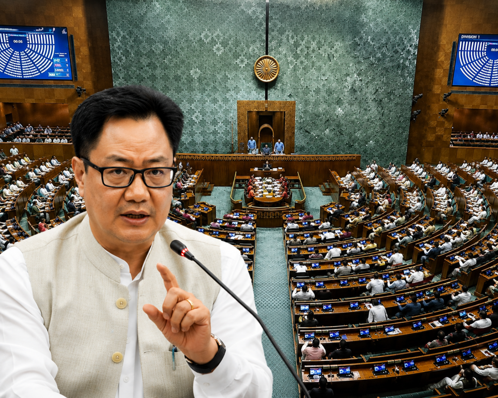 Union Minister Kiren Rijiju speaking about the outcome and productivity of the Monsoon Session in Parliament
