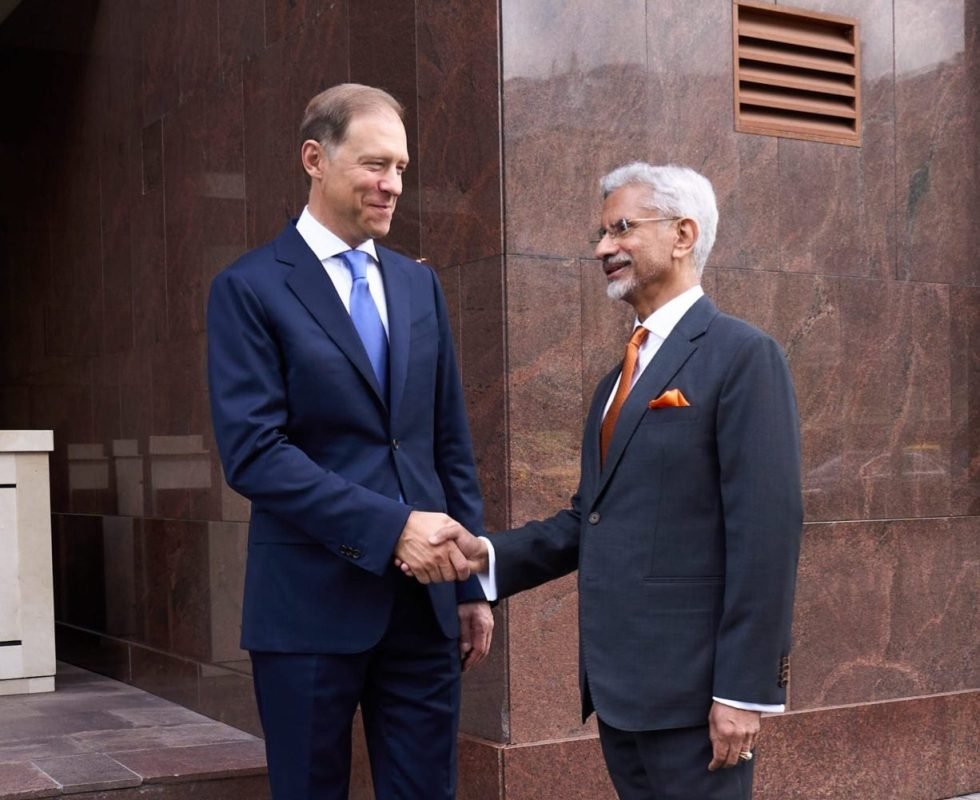 S Jaishankar and Denis Manturov at the 27th India-Russia Inter-Governmental Commission meeting