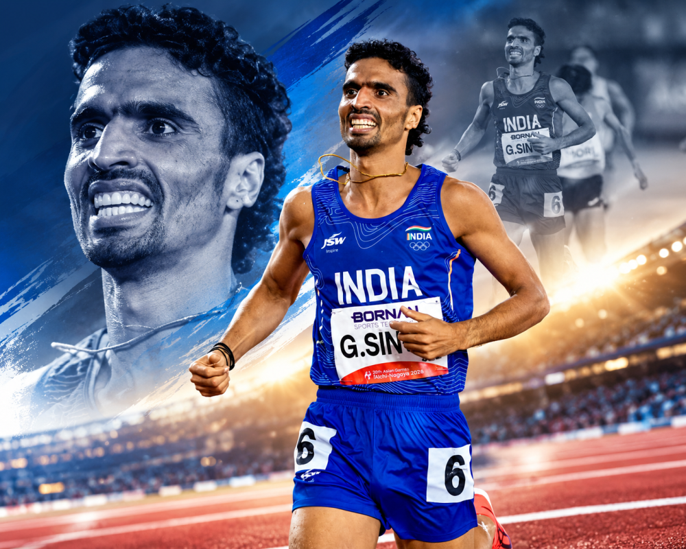 Gulveer Singh competing in the men’s 1500m final at the Asian Games 2026