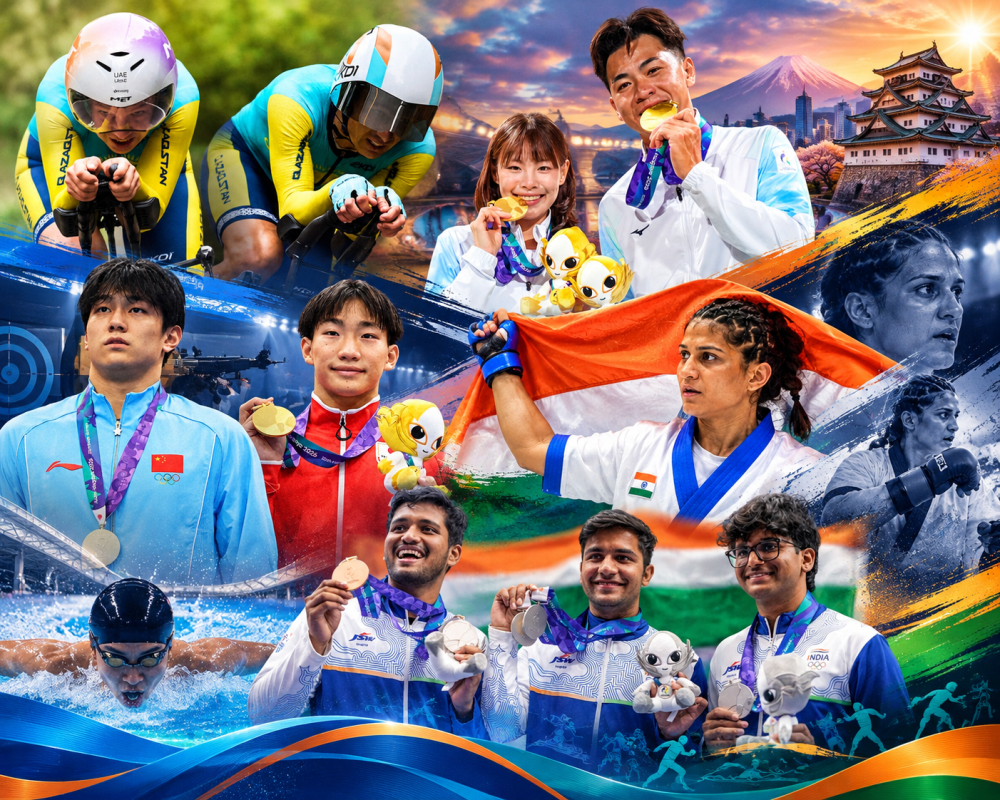 Asian Games 2026 Day 2 medal standings and highlights featuring China and India