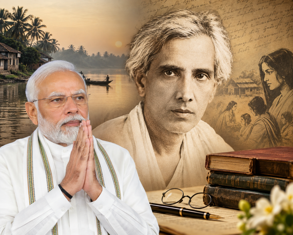 Prime Minister Narendra Modi pays tribute to Bengali writer Sarat Chandra Chattopadhyay on his 150th birth anniversary