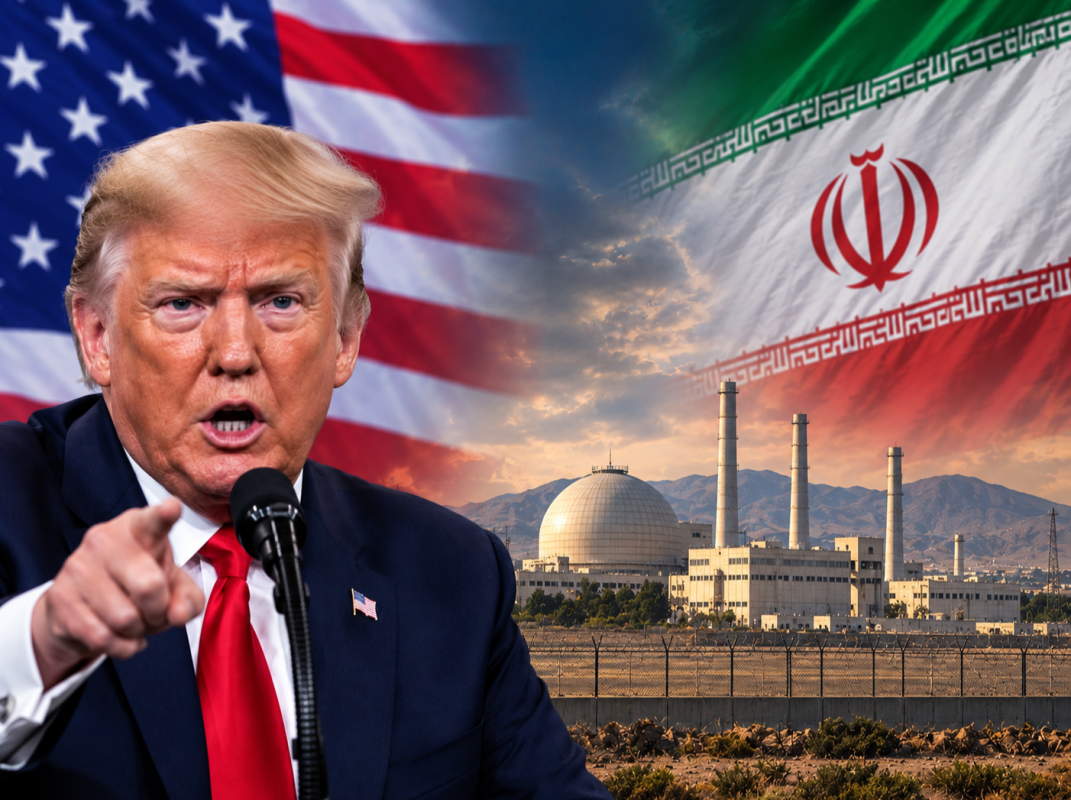 Donald Trump speaking about Iran and warning against allowing Tehran to obtain a nuclear weapon