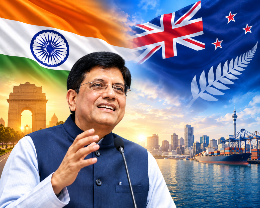 Piyush Goyal highlighting the benefits of the India-New Zealand Free Trade Agreement