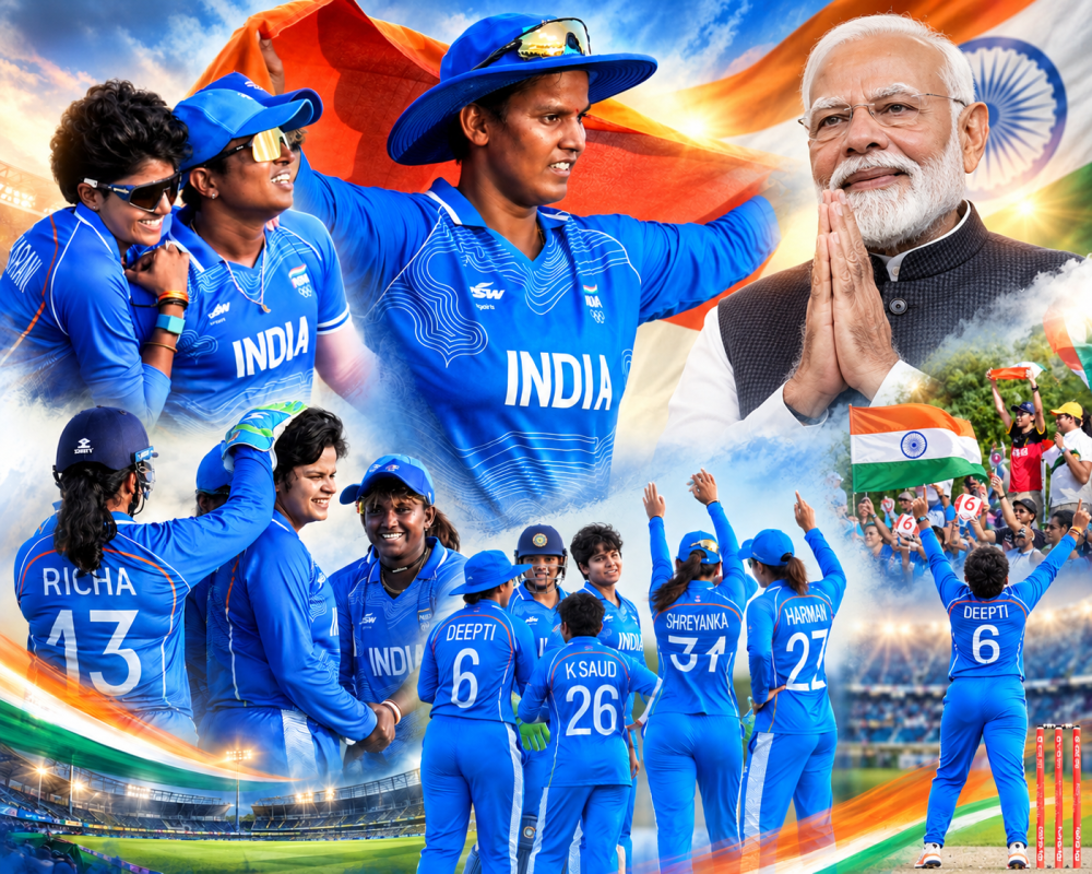 Indian Women’s Cricket Team celebrates winning the gold medal at the Asian Games 2026.