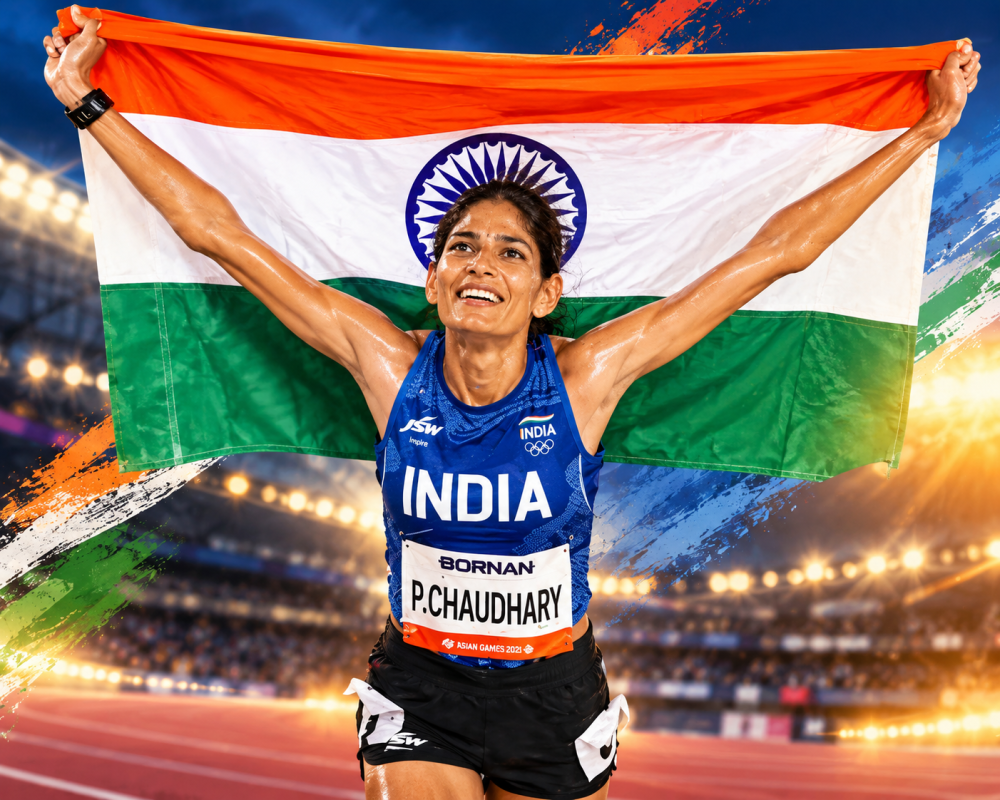 Parul Chaudhary wins bronze in the women’s 5000m at the 2026 Asian Games with 15:14.61, earning her second medal of the Games.