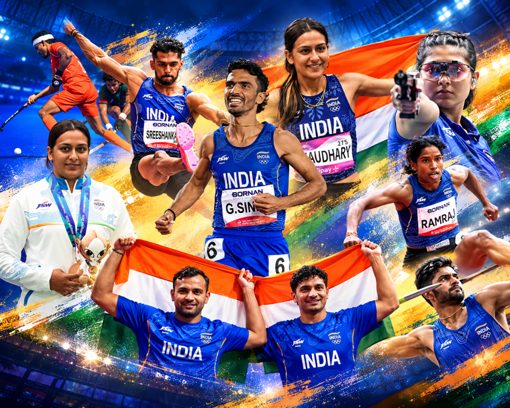 Indian athletes celebrate their medal-winning performances during Day 9 of the Asian Games 2026