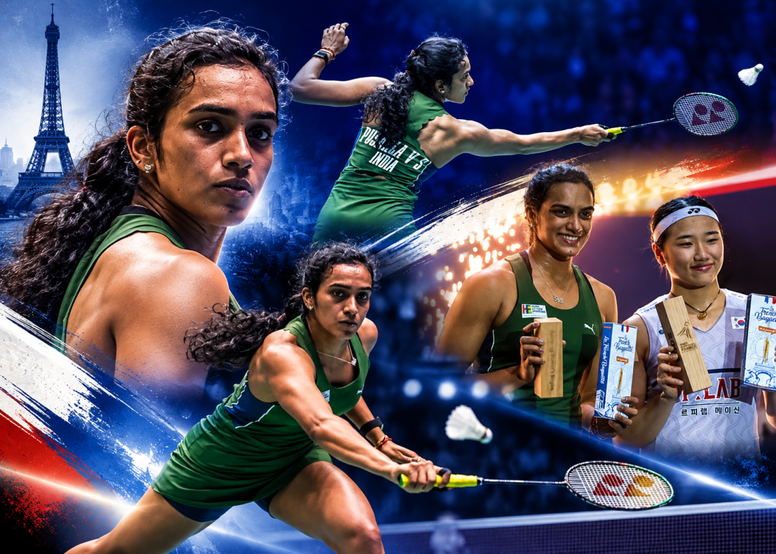 PV Sindhu competes against South Korea’s An Se-young in the women’s singles final of the French Open 2026.