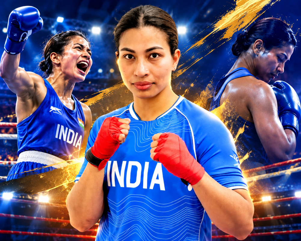 Lovlina Borgohain celebrates after winning the women’s 75kg boxing gold medal at the Aichi–Nagoya 2026 Asian Games.