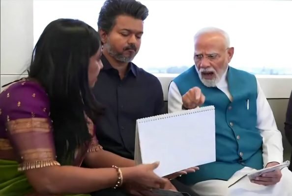 PM Modi and Tamil Nadu CM Vijay Ride Chennai Metro