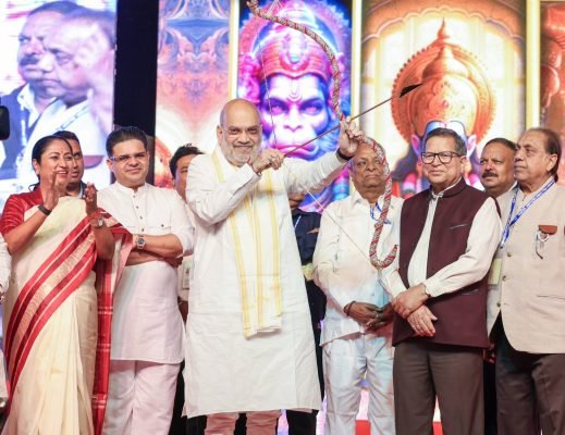 Amit Shah Attends Ramleela Festival at Delhi’s Red Fort, Highlights Lord Shri Ram’s Ideals