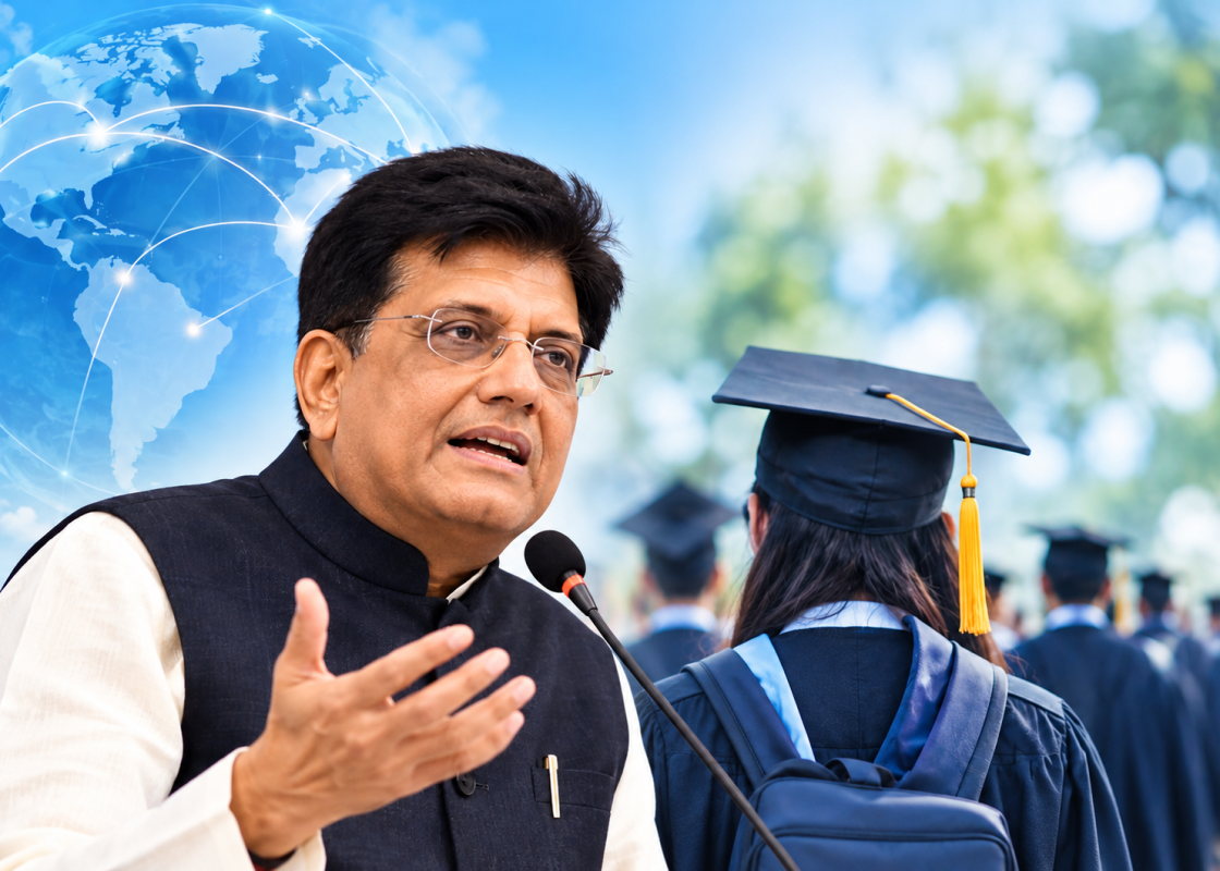 Union Minister Piyush Goyal speaks about inviting foreign universities to establish campuses in India and strengthen higher education.