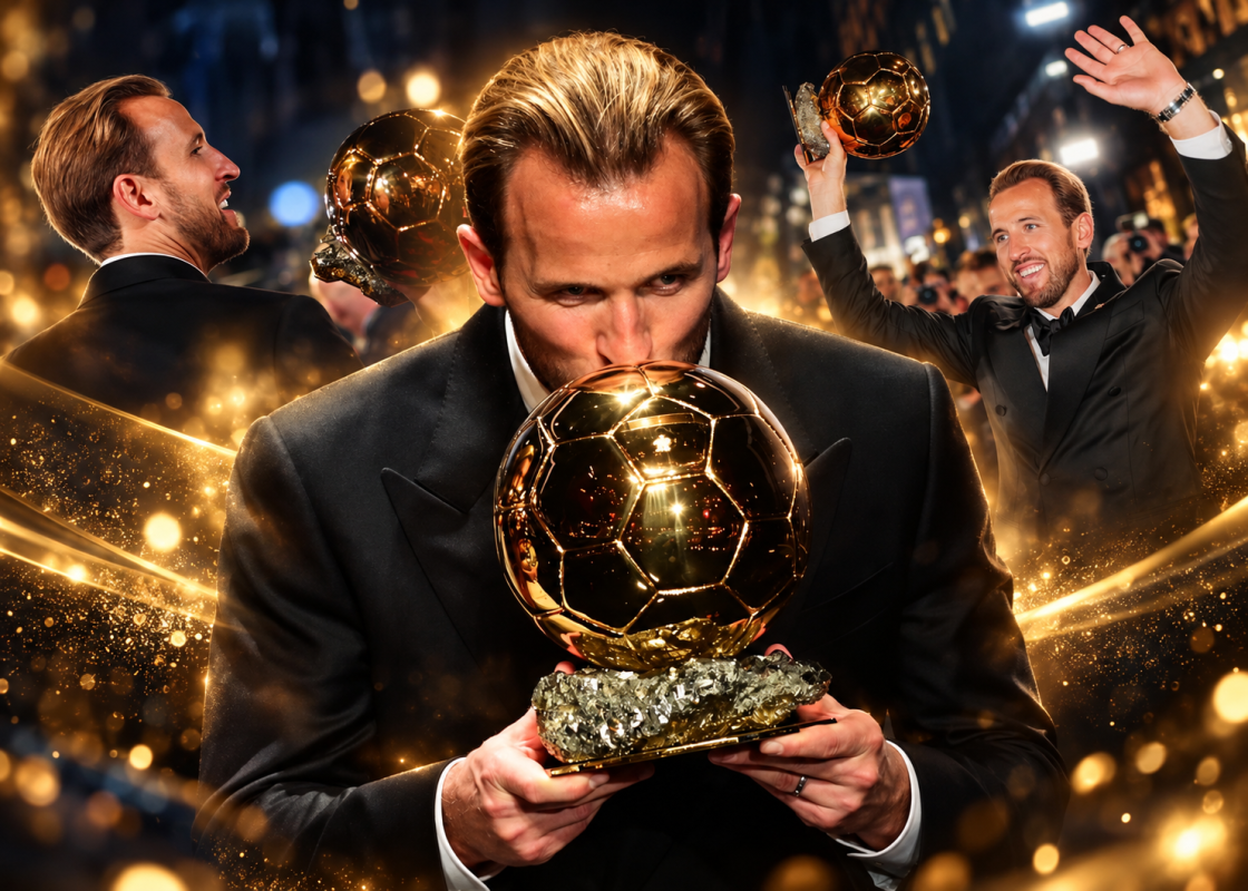 Harry Kane celebrates his Ballon d’Or achievement after a remarkable year of goals, trophies and milestones.