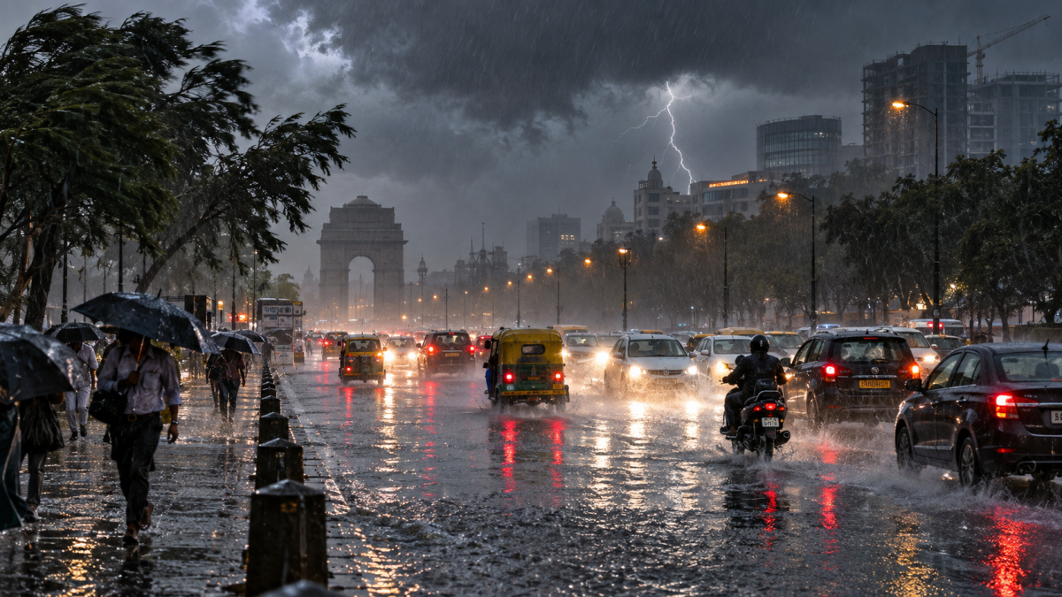 Rain sweeps Delhi-NCR as IMD warns of thunderstorms and gusty winds