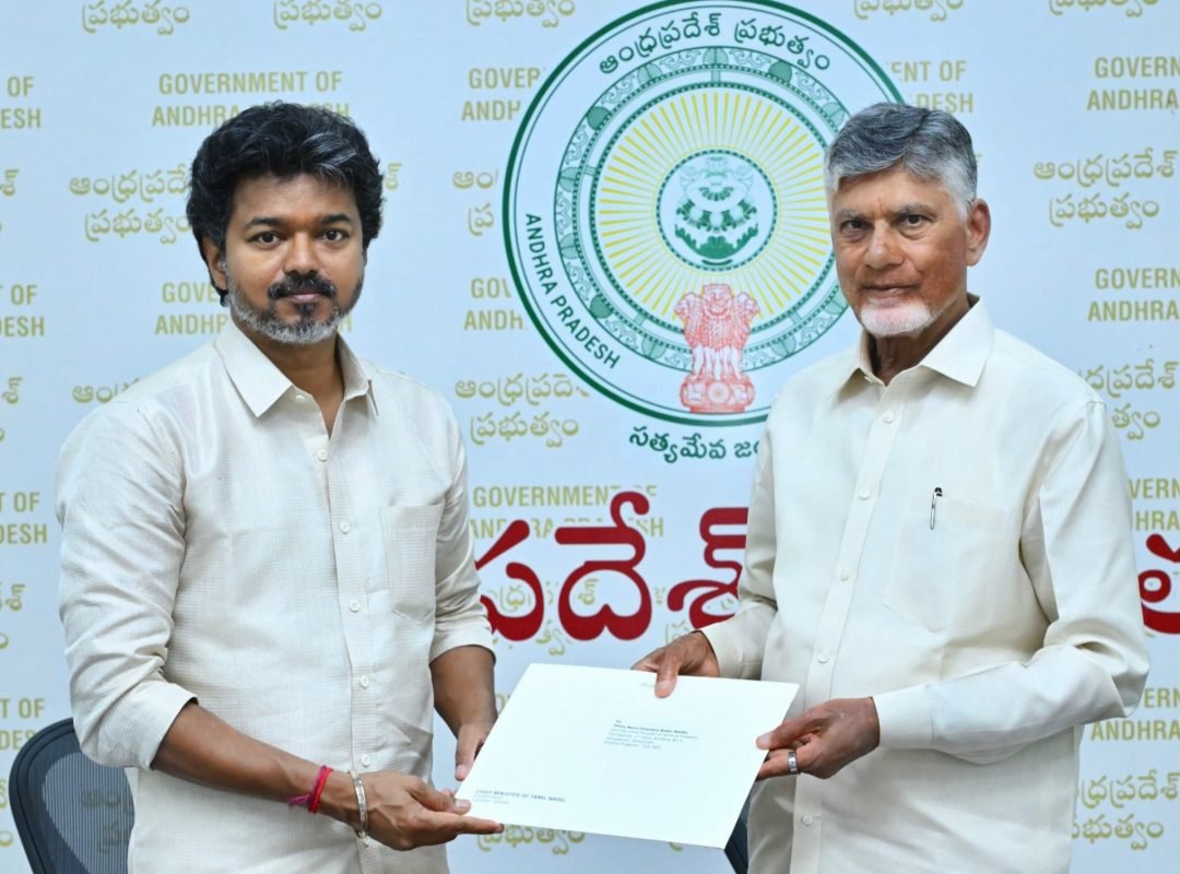 Tamil Nadu CM Joseph Vijay and Andhra Pradesh CM N. Chandrababu Naidu discuss river interlinking and Chennai’s drinking water needs.