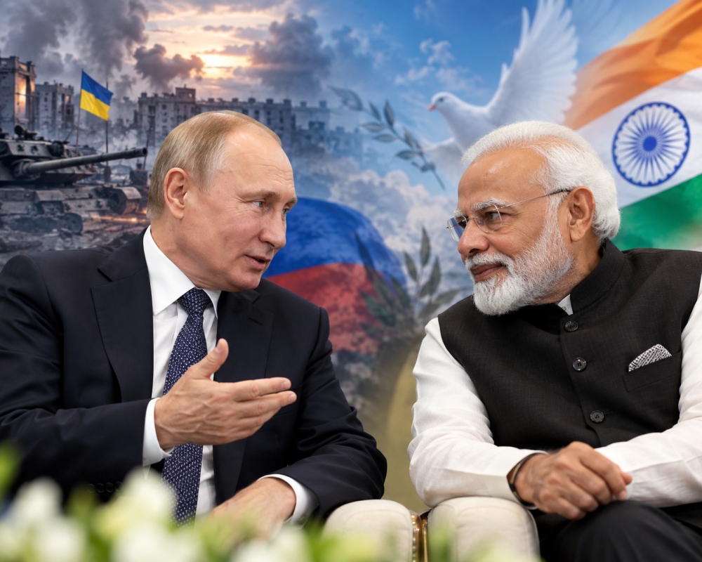 Russian President Vladimir Putin and Prime Minister Narendra Modi during a bilateral meeting