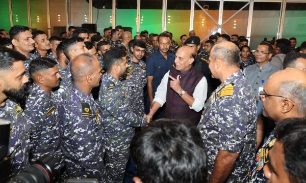 Rajnath Singh Interacts with Indian Navy Personnel in Visakhapatnam