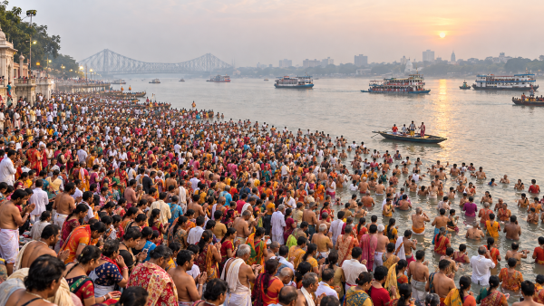 Mahalaya in West Bengal Draws Thousands to Hooghly Ghats