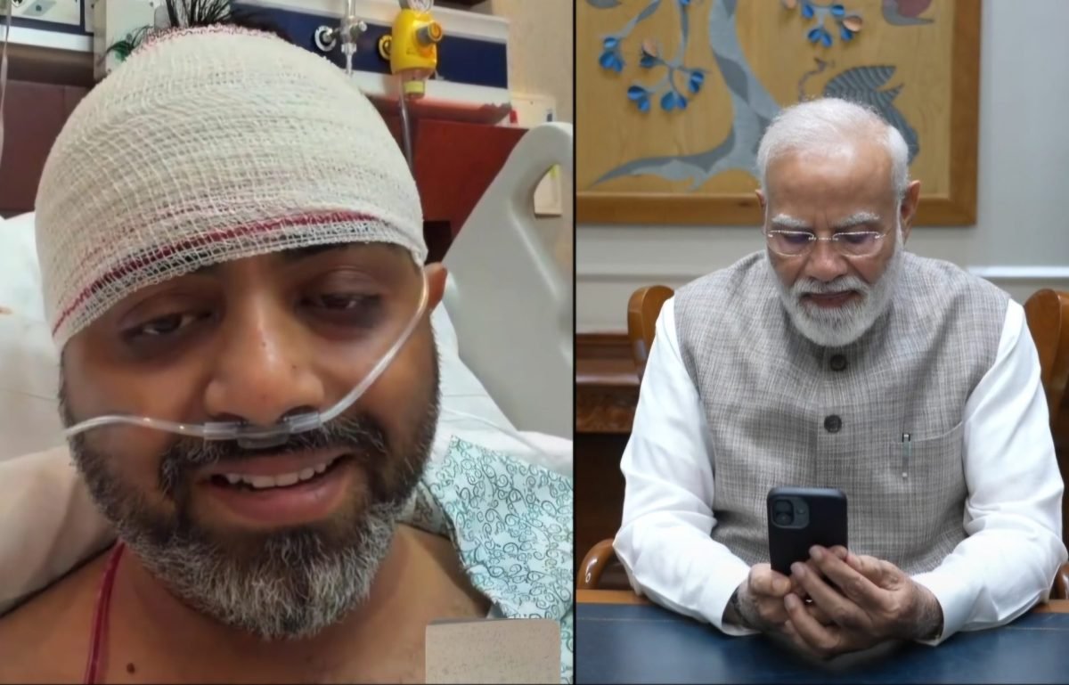 PM Modi speaks with Flydubai Captain Smit Machchhar during a video call