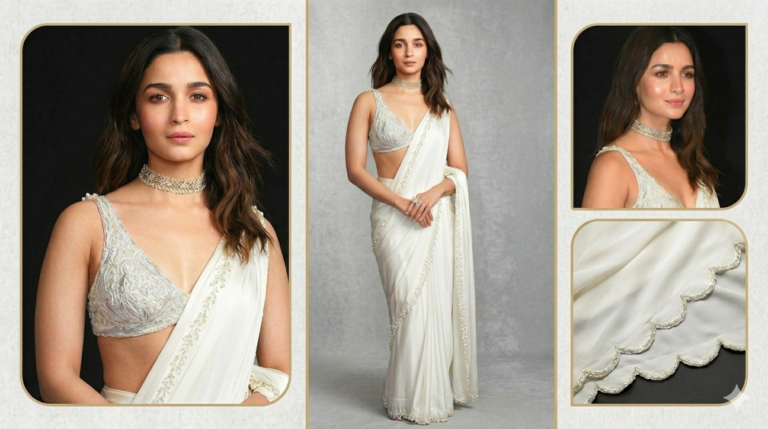 White Hot Red Carpet: Alia Bhatt Proves ‘Less is More’ in a Timeless Saree Silhouette