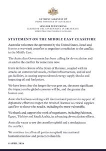 Australia Backs US-Israel-Iran Ceasefire, Urges Lasting Peace